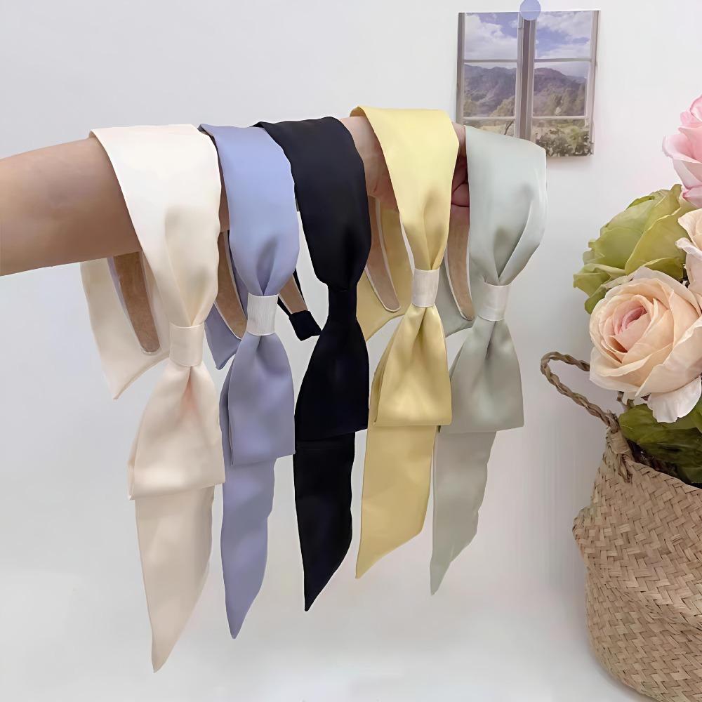 Solid Color Ribbon Hair Band Bow Hair Hoop Elegant Bow Headband Girls