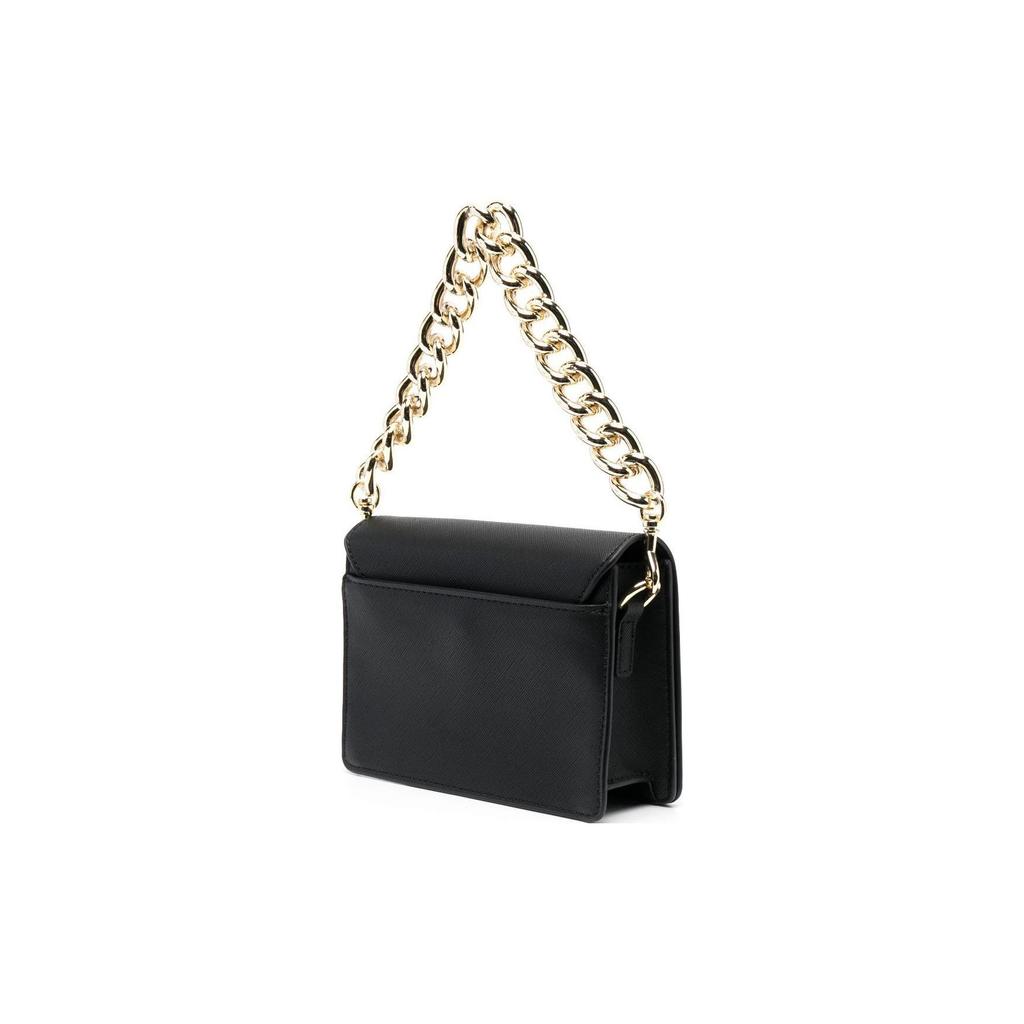 Versace Jeans Couture Gouden Logo Ketting Schouderband Kunstleer Handtas Dames handtassen Zwart 75VA4BL3ZS467899