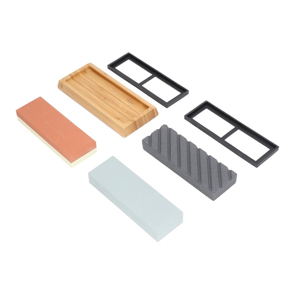 Sharpening Stone Polishing Finishing Whetstone Combination Set with Wooden Base Non Slip Pad