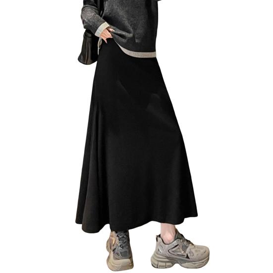 Maxi Skirt High Waist Solid Color Breathable Comfortable Large Hem Design Long Skirt Fashion Accessories