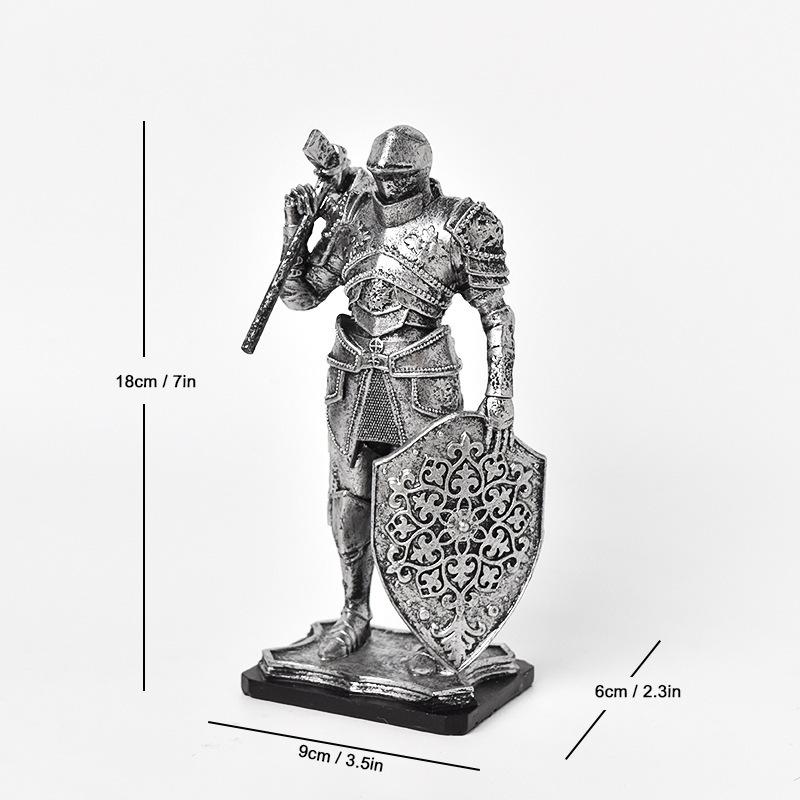 Nordic Retro Guard Resin Knight Ornament Creative Home Living Room Office Crafts Ornament