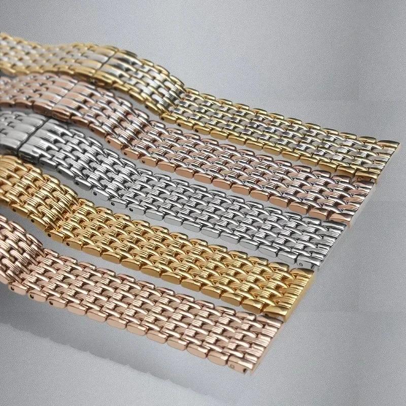 Nerezový řemínek na hodinky pro OB DW Longines L4 Pohodlný k nošení Dvojitá překlápěcí spona Řemínek na hodinky 14mm 16 18 20mm