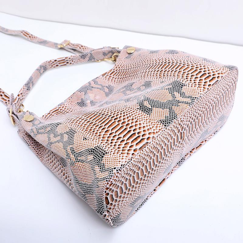 Geantă de mână din piele de prim strat cu model de șarpe, capacitate mare, geantă de damă din piele la modă, geantă de umăr versatilă cu suprafață moale, geantă tote