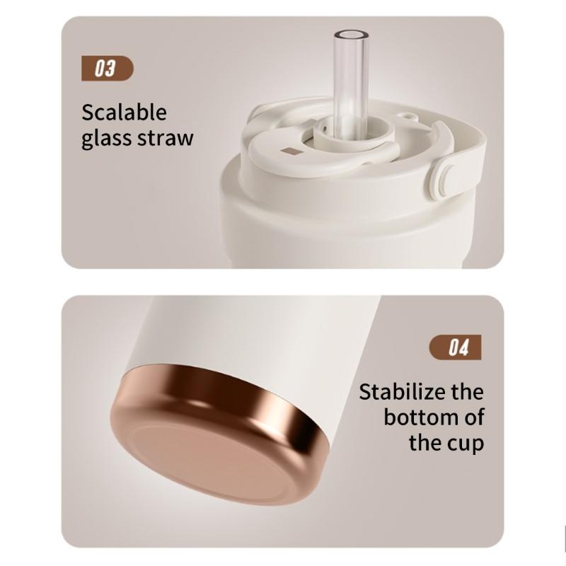 750ml Leak Proof Straw Water Container Vacuum Insulated Travel Mug for Cold Beverages Ceramic Lined Drinkware