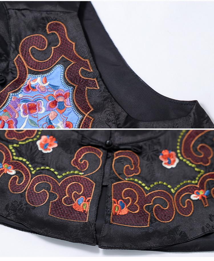 Women's Retro Stand Collar Frog Button Embroidered Vest - Spring 24 Ethnic Style