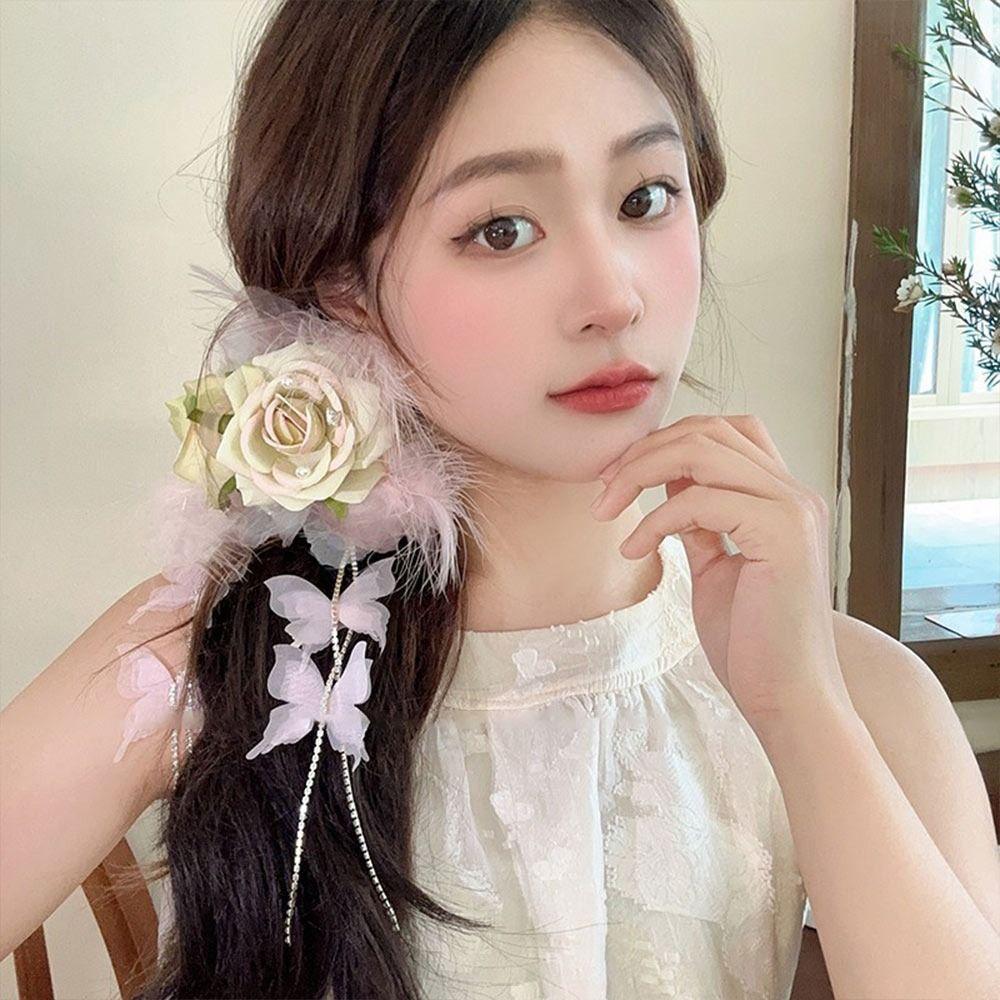 Puffy Tassel Hair Claws Feather Flower Updo Shark Clips Fashion Hair Accessories  for Women Girls