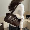 Korean Tote Bag Retro Simple Underarm Bag Stylish Women' Handbag Strap Buckle Shoulder Bag Horiztal Square Zipper Commuter Bag