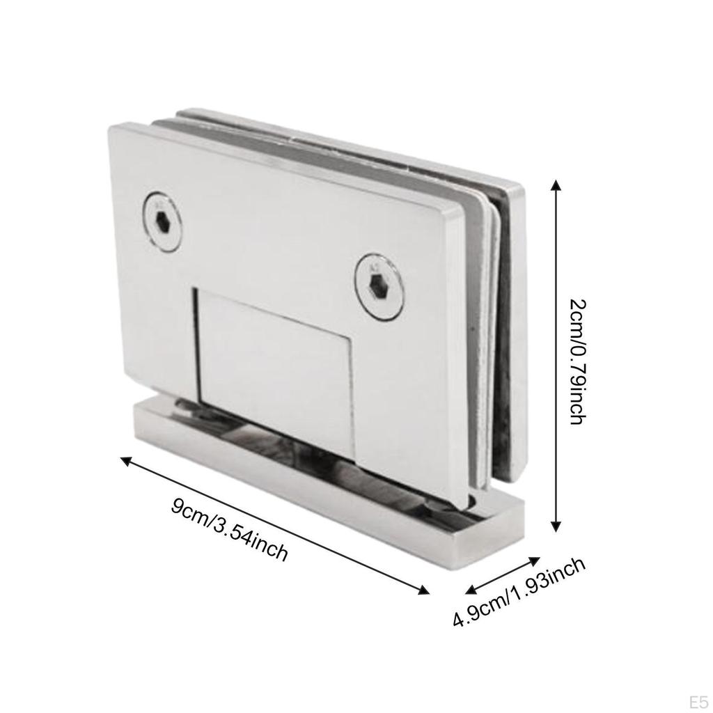 Glass Door Hinge Bathroom Gate Clamp Stainless Steel 90 Degree Positioning, Functional Cabinet