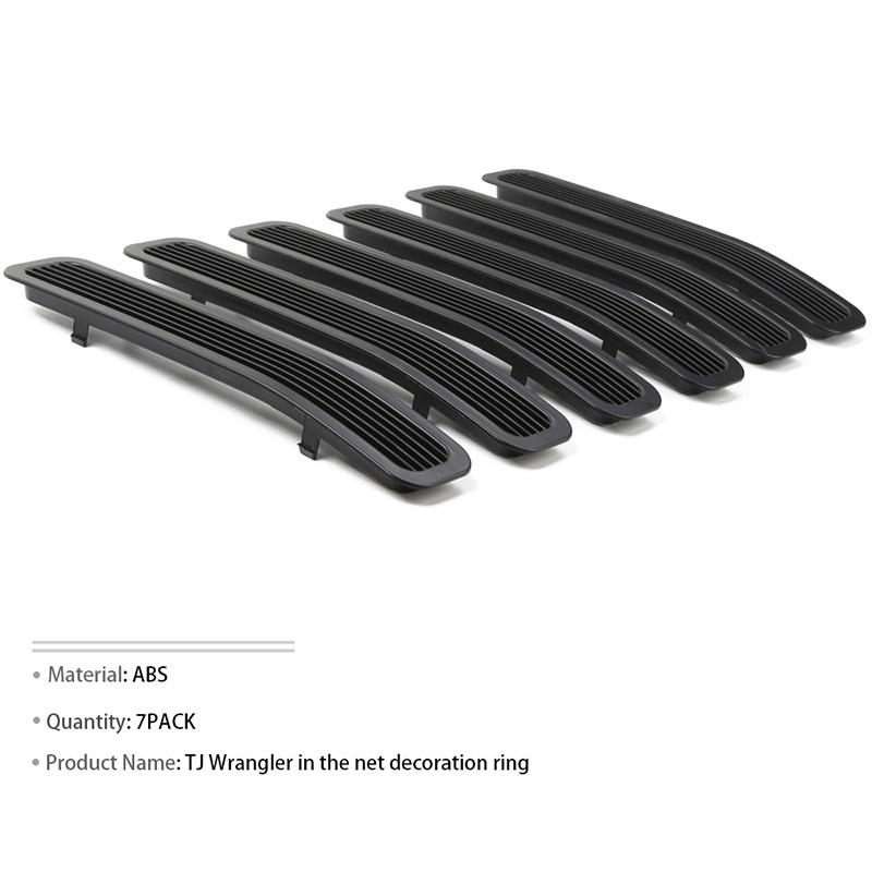 Car Front Insert Grille Cover With Net Trim Decoration Stickers for Jeep Wrangler TJ 1997-2006 Racing Grill