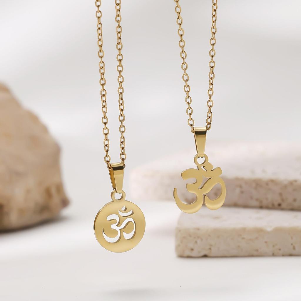 304 Stainless Steel OM Yoga Pendant Necklace for Women