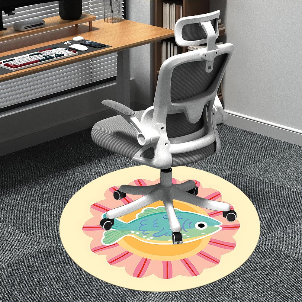 

1pc Fish Sunflower Chair Carpet for Office, Non-slip, Soft and Durable Office Rug, Perfect for Office yy251226054 80cm by 80cm