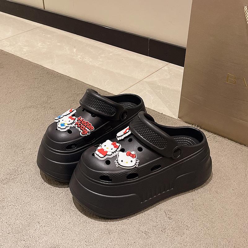 Hole shoes women's summer wear 2025 new thick-soled heightened non-slip beach shoes bag head sandals women