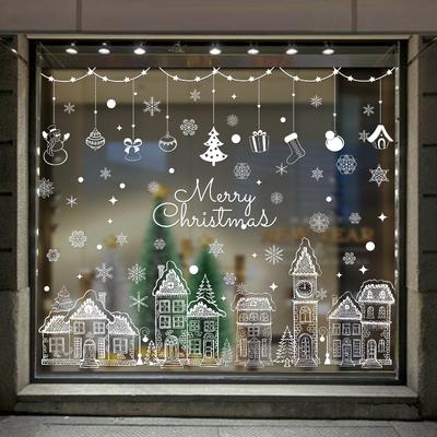White House Christmas Window Stickers Christmas Snowflakes Shopping Mall Window Decorations Glass Electrostatic Stickers
