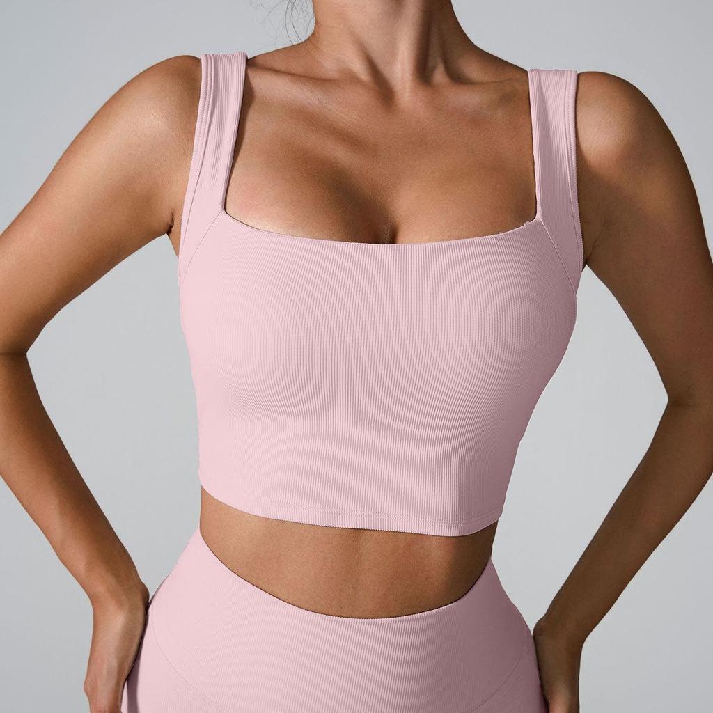 2024 Quick-Dry Shockproof Yoga Vest with Fixed Cup and Hollow Back Design