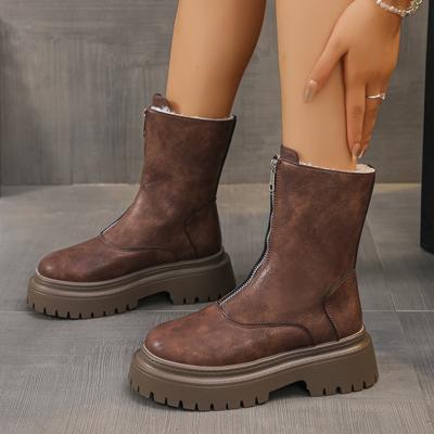 Plateau Pelz Knöchel Schneestiefel Winter Warm Plüsch Chelsea Lederschuhe Frau 2025 Trend Goth Freizeitschuhe Fad Klobige Botas Mujer