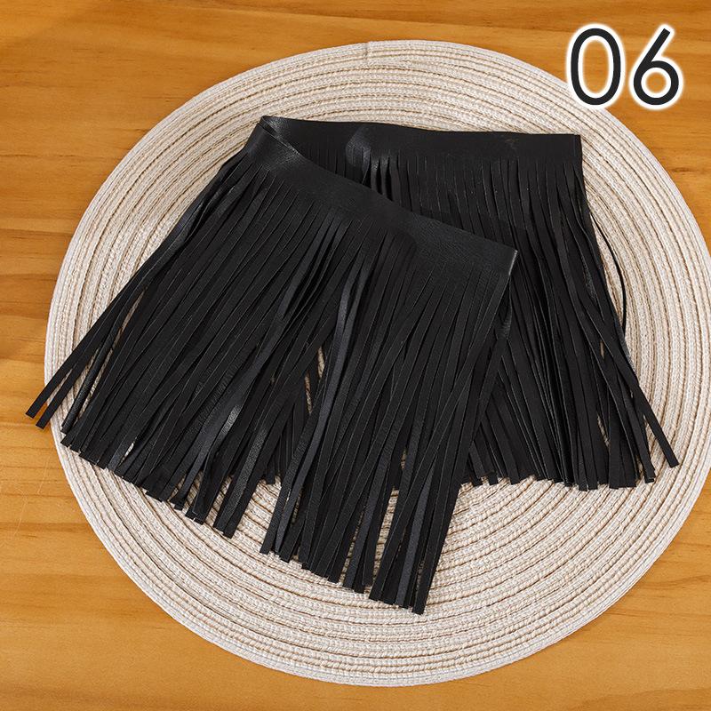 

10/15/20/25/30cm Double Sided PU Leather Tassel Trim Beard Fringe Lace Ribbon Sewing Material DIY Fabric Clothing Bag Accessory 10cmx100cm