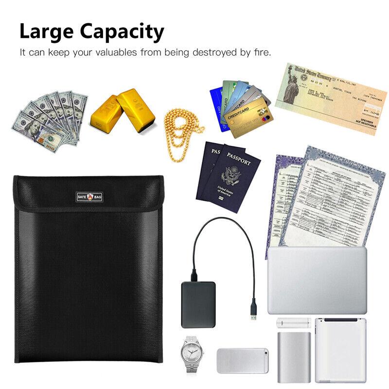 Fireproof Waterproof Document Storage Box Bag 3 Tier Fire Resistant Safe Portable Travel Storage Bag For Money Jewelry Passport