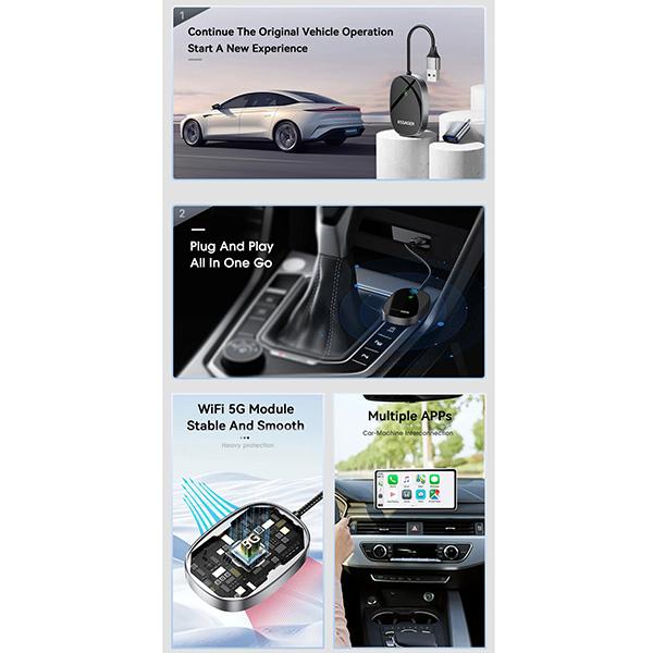 Essager Mini Carplay Wireless For Car For iPhone IOS 15