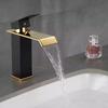 KAWAL Luxury Antique Design Basin Faucet Black Golden Waterfall Bathroom Mixer Modern Deck Mounted Basin Faucet