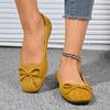 Spring and Autumn Square Head Solid Color Elegant Bow Casual Shoes Fashionable New Comfortable Flat Bottom Women's Shoes