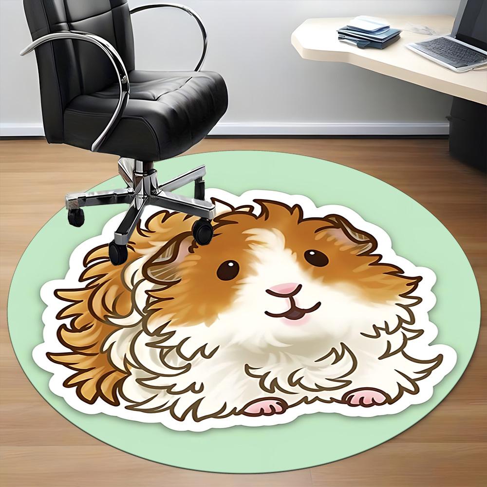 1pc Guinea Pig Office Round Rug, Carpet for Office, Gaming, Lightweight Round Floor Mat Yy260208062