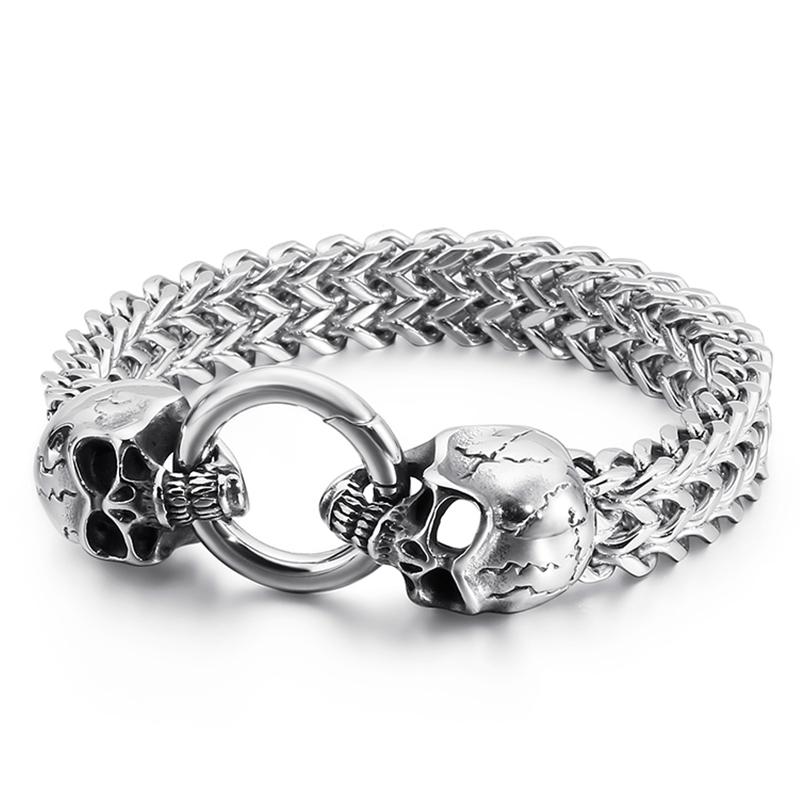 Punk Multi-Size Bracelet Men Accessories Stainless Steel Skull Charm Bracelets Bangles Mens Bracelet Jewelry Men Pulseras Mujer