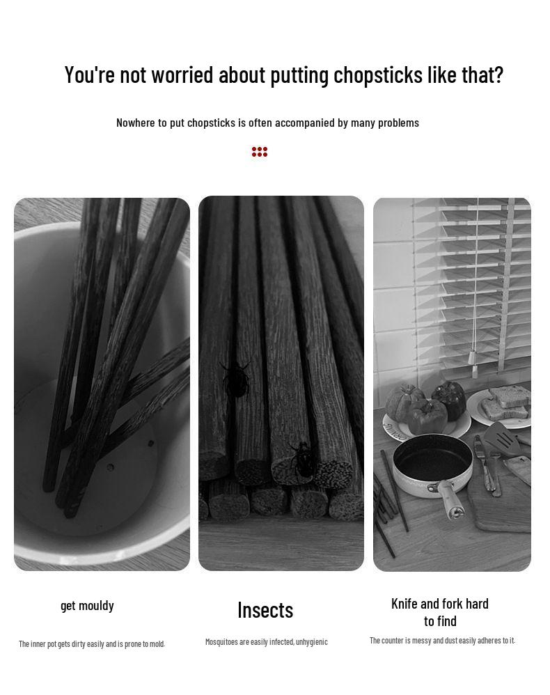 Wall-Mounted Plastic Kitchen Storage Rack - Chopstick & Spoon Holder with Drainage