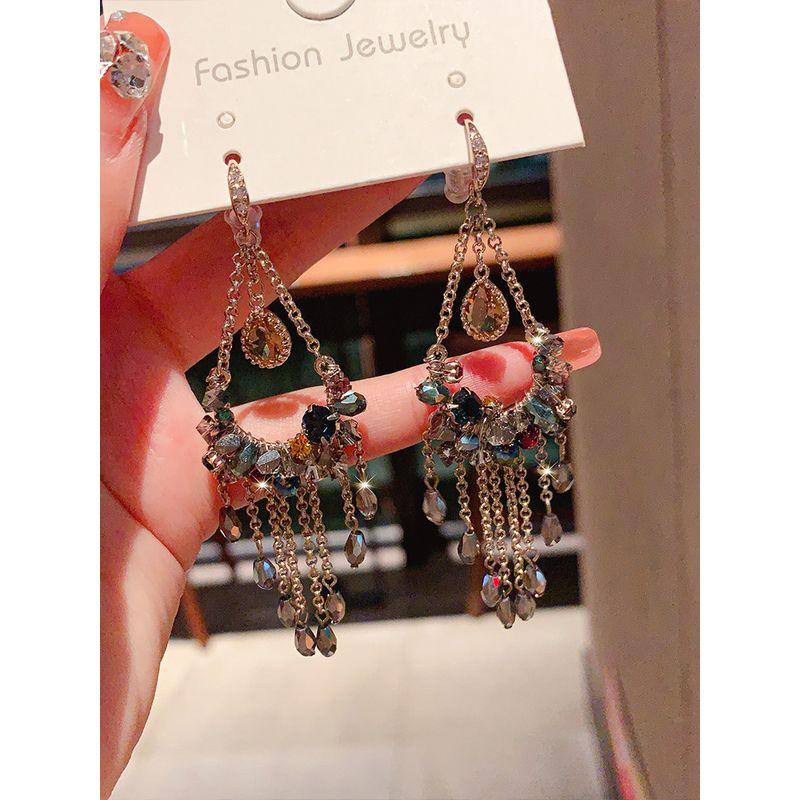 Easiest for Match Retro Long European and American Face Slimming Tassel Earrings