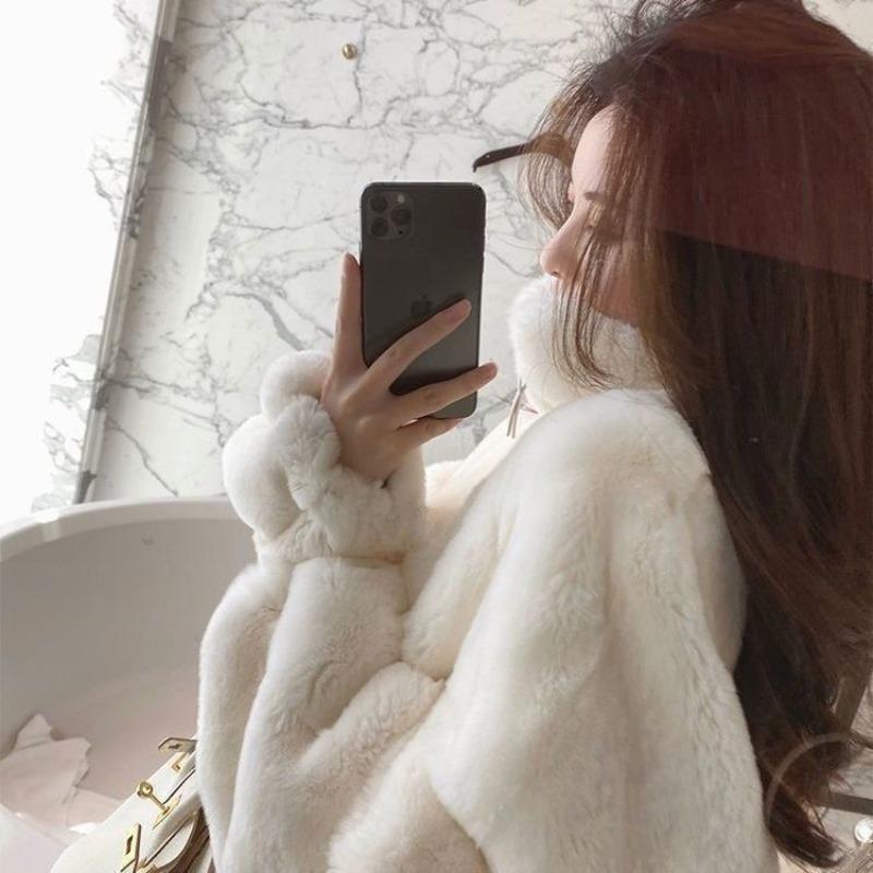 Imitation Rex rabbit plush coat women's autumn and winter new small furry coat