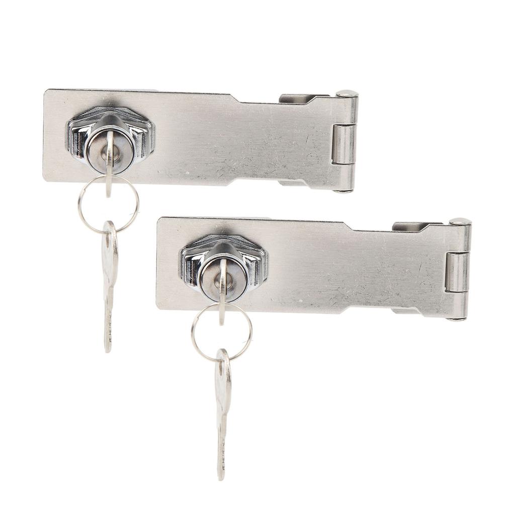 2PCS Keyed Hasp Locks 201 Stainless Steel Zinc Alloy Twist Knob Catch Latch Safety Lock for Cabinets Doors Silver