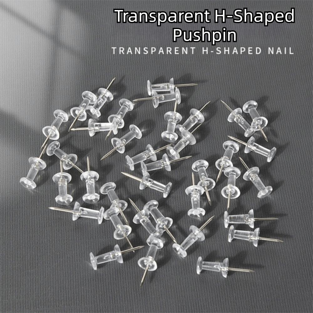100pcs/box Transparent Transparent Push Pins Plastic Reusable Push Pins Tacks Sharp Point Rust Resistant Thumb Tacks