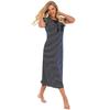 Women's Striped Over The Knee Long Nightdress Short Sleeve Homewear