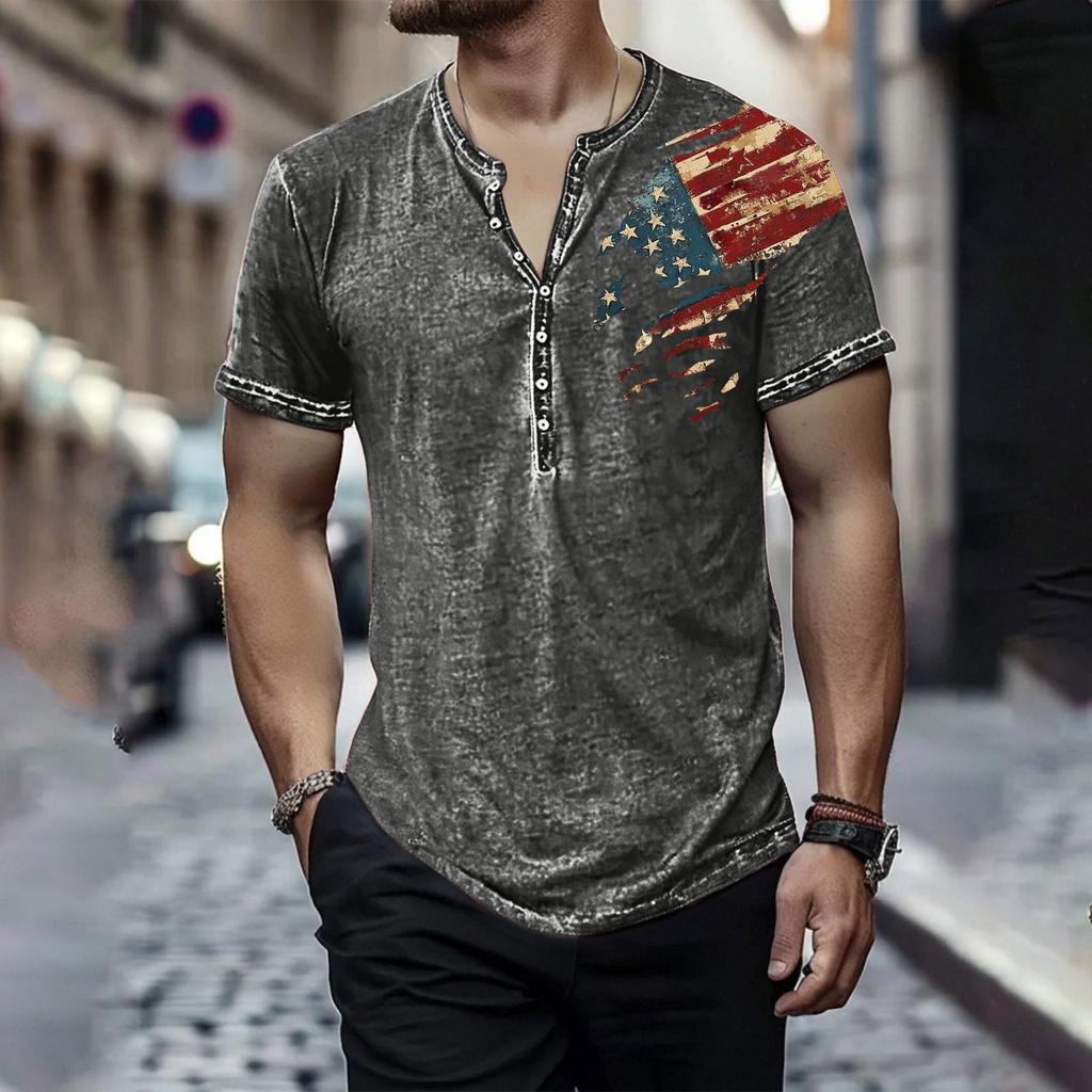 Men's Independence Day Printed Round-neck Short-sleeved T-shirt