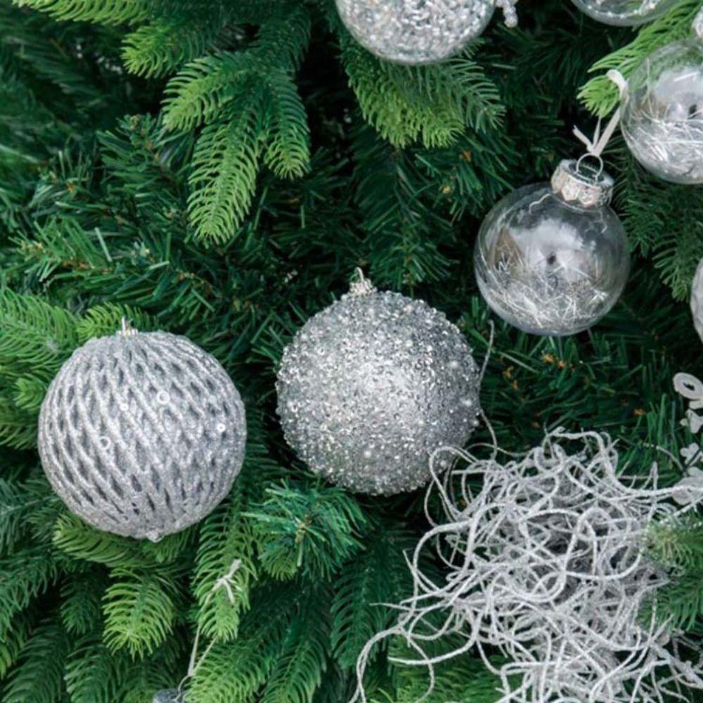 6/12pcs 8/10cm Festive Decorative Ball Glitter Christmas Tree Hanging Ornaments  Photographic Props