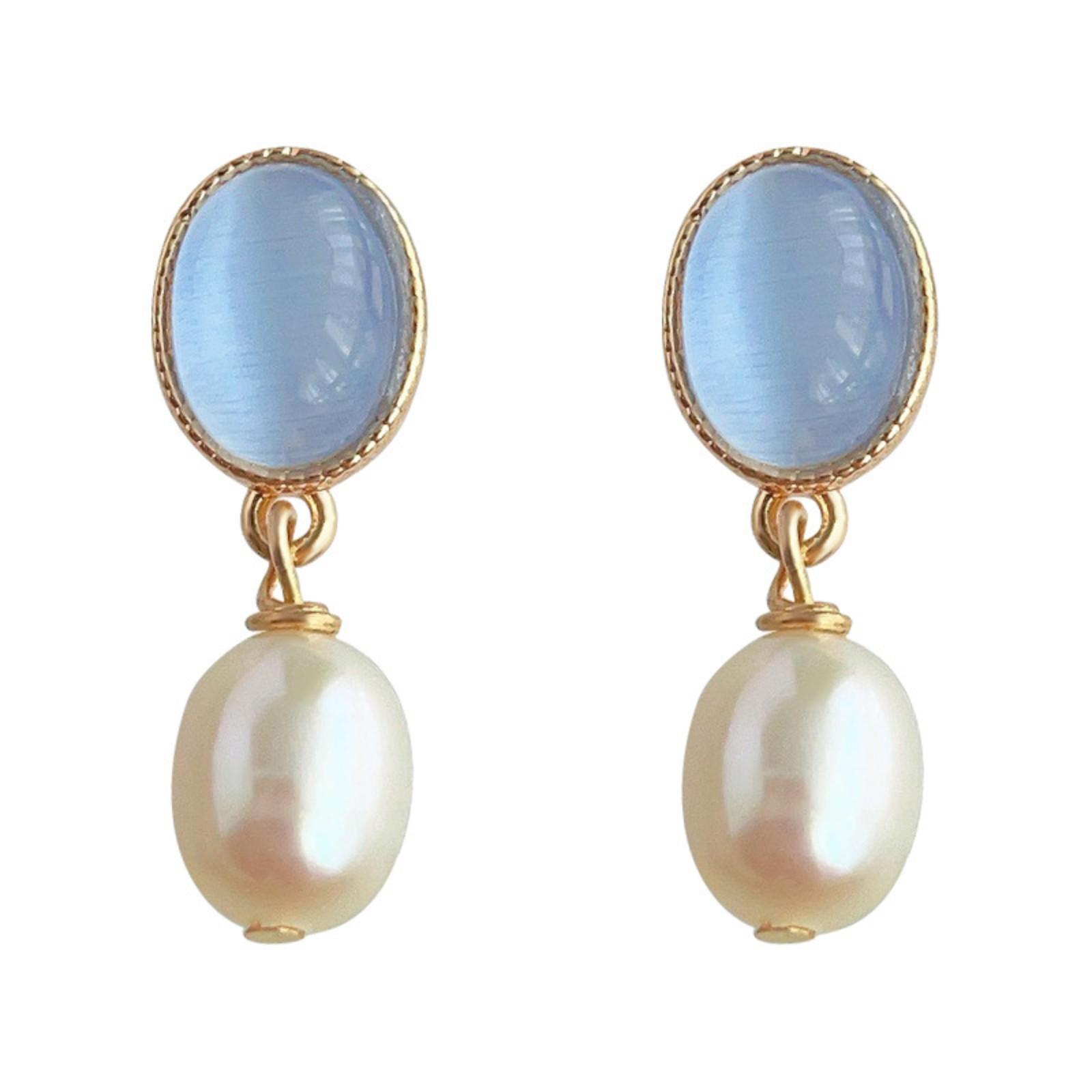 

Французские нежные серьги «Кошачий глаз» из стекла, элегантные, темпераментные, с натуральным жемчугом, серьги класса люкс One Size