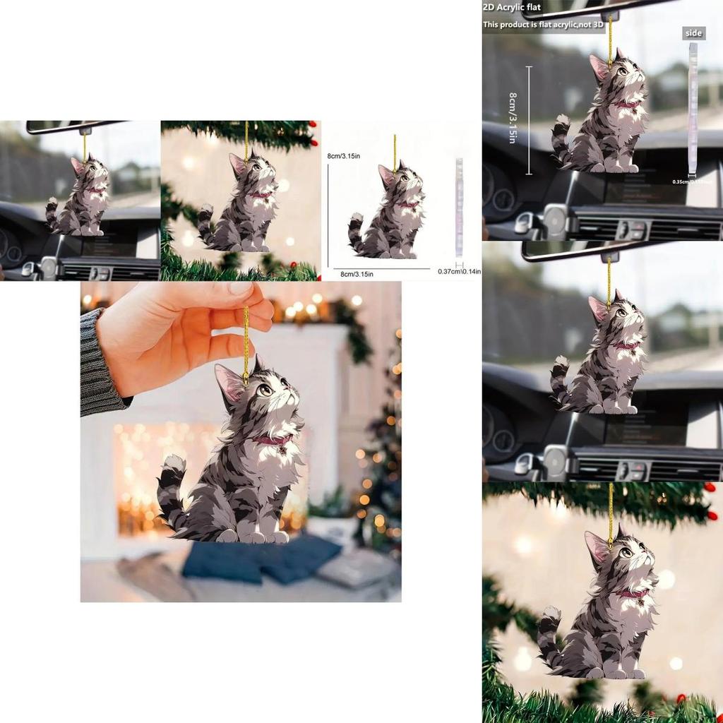 Adorable Acrylic Cat Pendant For Car Interior Decoration Cute Cartoon Style