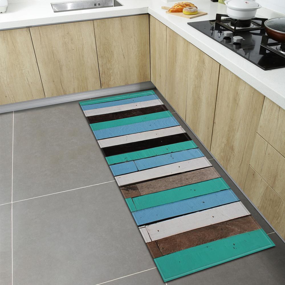 Rustic Wood Grain Kitchen Carpet, Non-Slip Indoor Floor Mat, Decorative Area Rug for Living Room Kids Room Balcony, 1PC