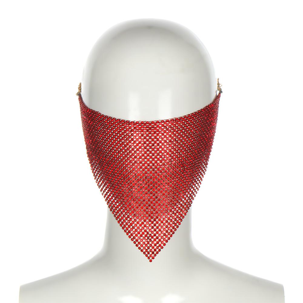 Bling Reticulated Rhinestone Night Club Party Adult Face Mask Vintage Trendy Crystal Mouth Mask Popular Dance Exotic Veil Masks
