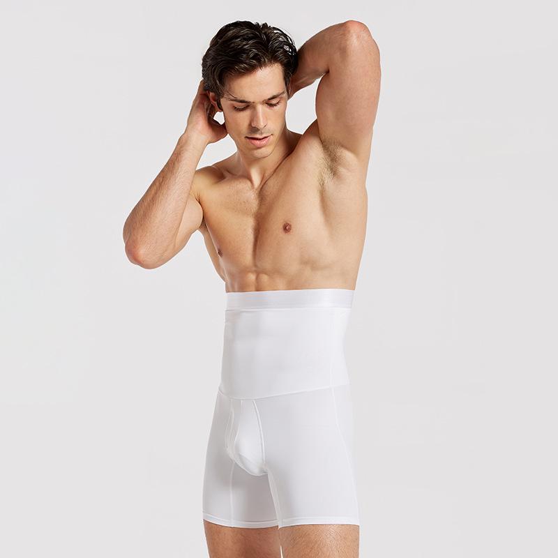 Manufacturer Men's High-Waisted Breathable Body Shaper Pants: Tummy Control & Hip Lift, Double-Layered for Leg Shaping.