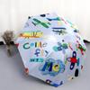 1pc Airplane Theme Pattern Umbrella Portable Folding Umbrella Iron Frame Hole Bone Structure Outdoor Home Umbrella