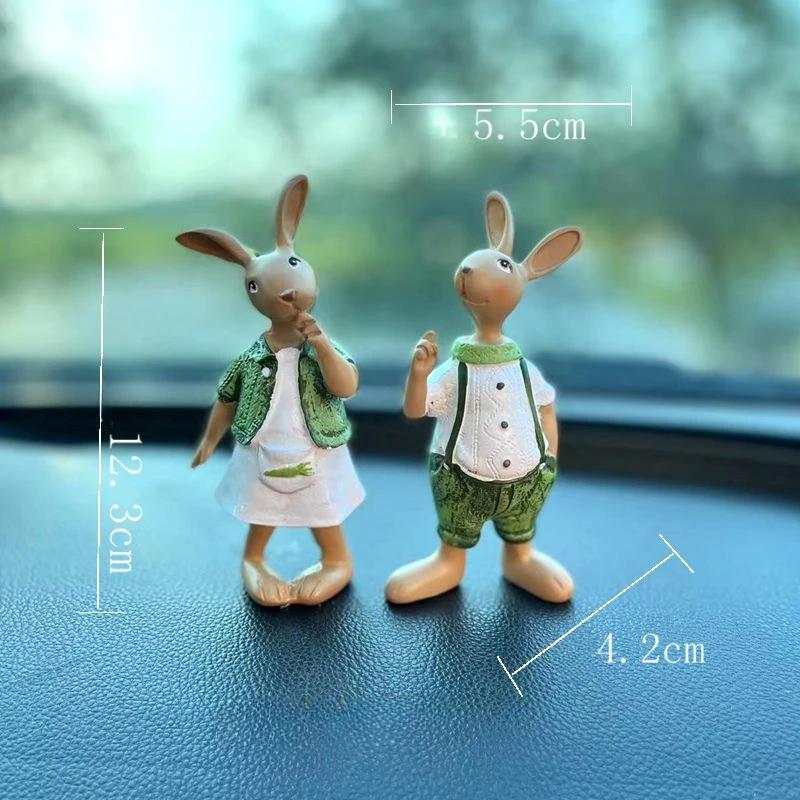 2pcs Cute cartoon rabbit ornament rustic style resin handicraft office desktop decoration home courtyard garden small statue hot