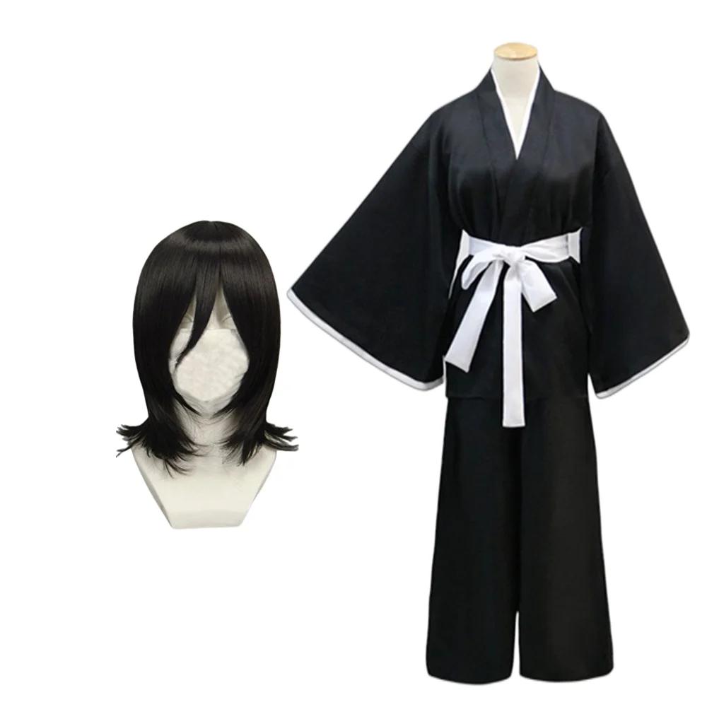 Anime Bleach Costume Kuchiki Rukia Cosplay Rukia Kuchiki Perruques Et Kimonos Ensembles Uniformes Die Pa Vêtements