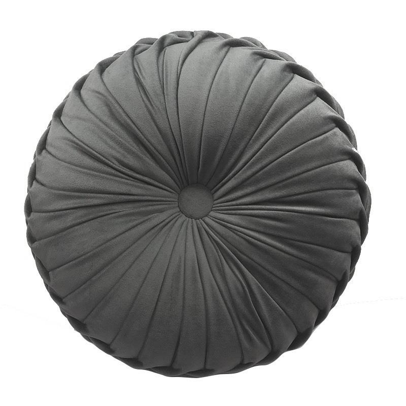 Pernă pentru pernă din catifea de lux europeană, țesătură rotundă, lucrată manual, plisată, cu roți, dovleac, 35 cm