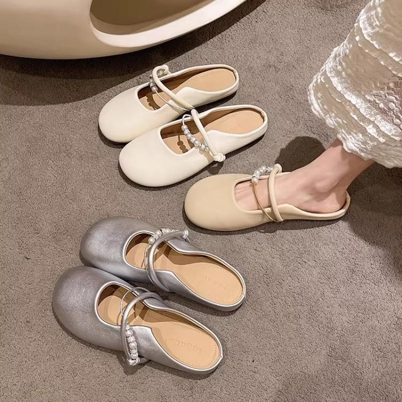 Baotou half slippers women's new spring wear one-pedal single shoes women's gentle skirt cool slippers