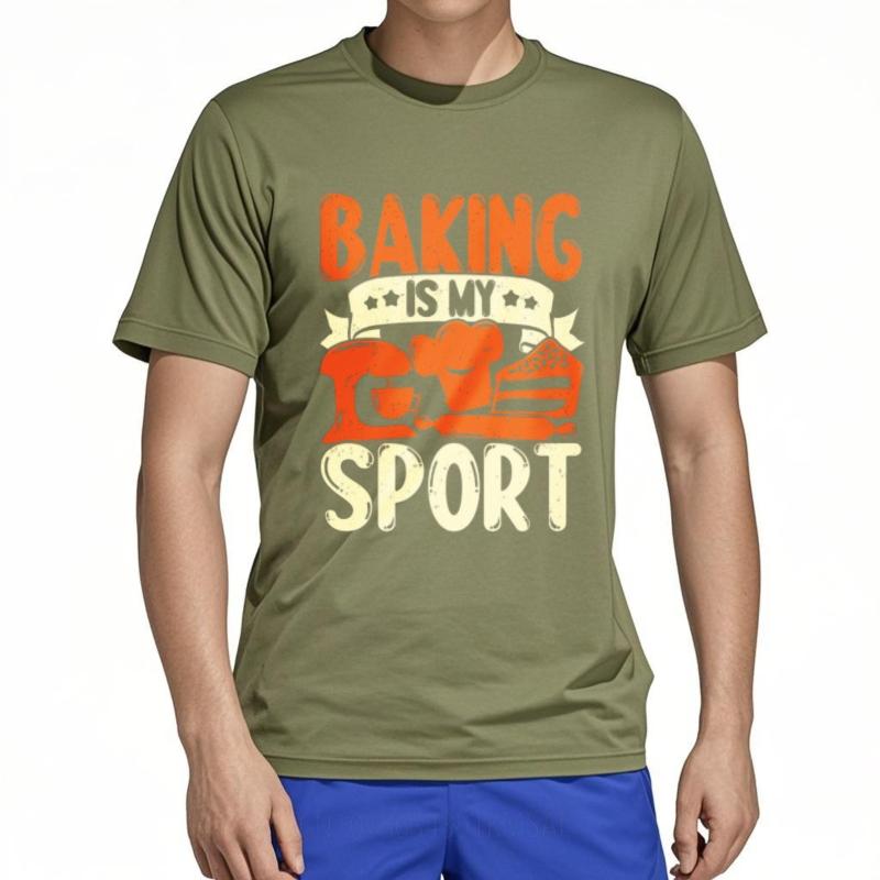 

Relaxed Fit Tshirt Solid Color Boys Oneck t shirt Streetwear Baking Is My Sport With Cake And Oven Hiphop Teenagers tops 4XL