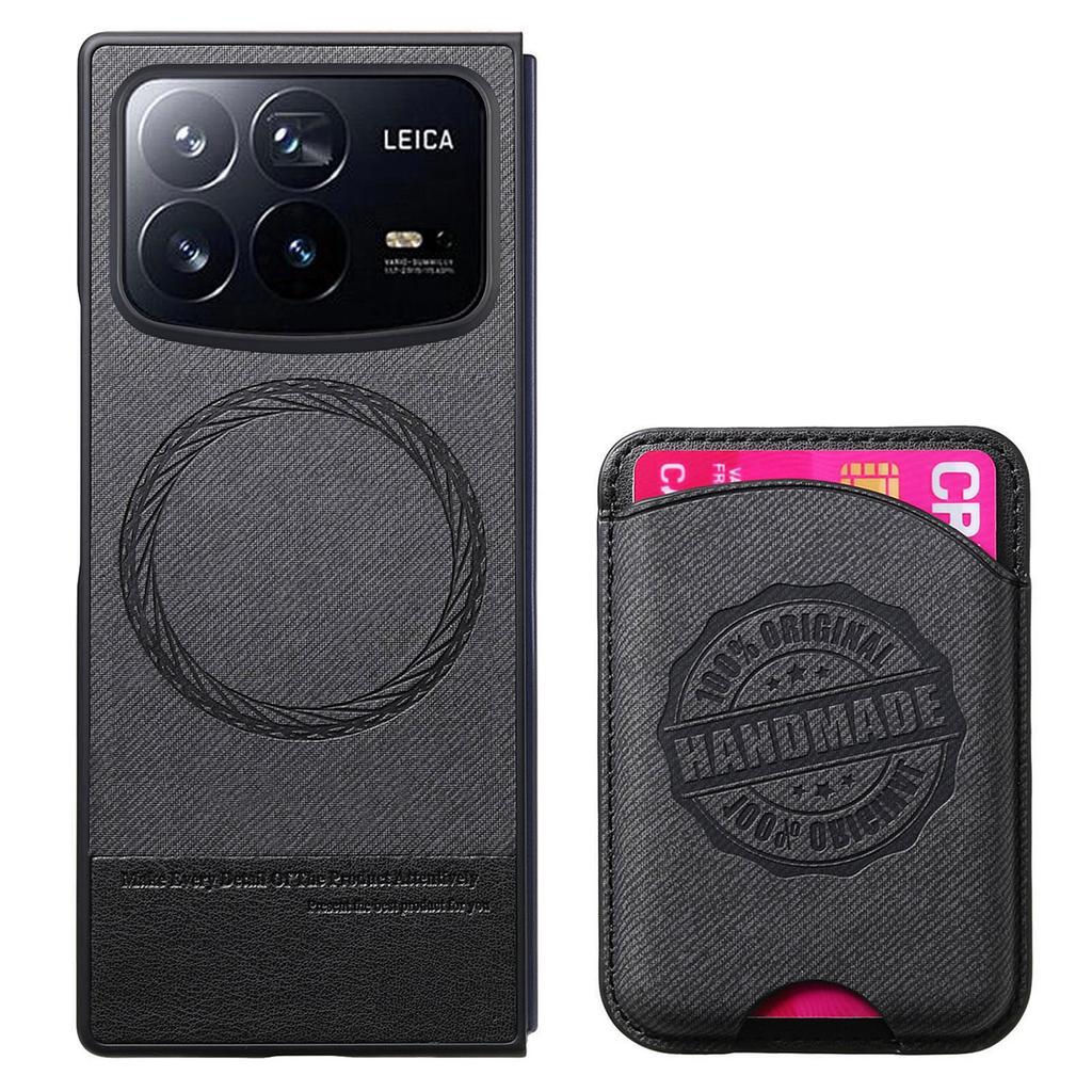 For Xiaomi Mix Fold 4 5G Case Compatible with MagSafe Denim Texture Leather Back Cover with Card Bag
