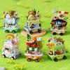 Mini Creative Street Food Cart Model Building Block Set Holiday Gift Display Cabinet Puzzle Toy For Adults And Kids