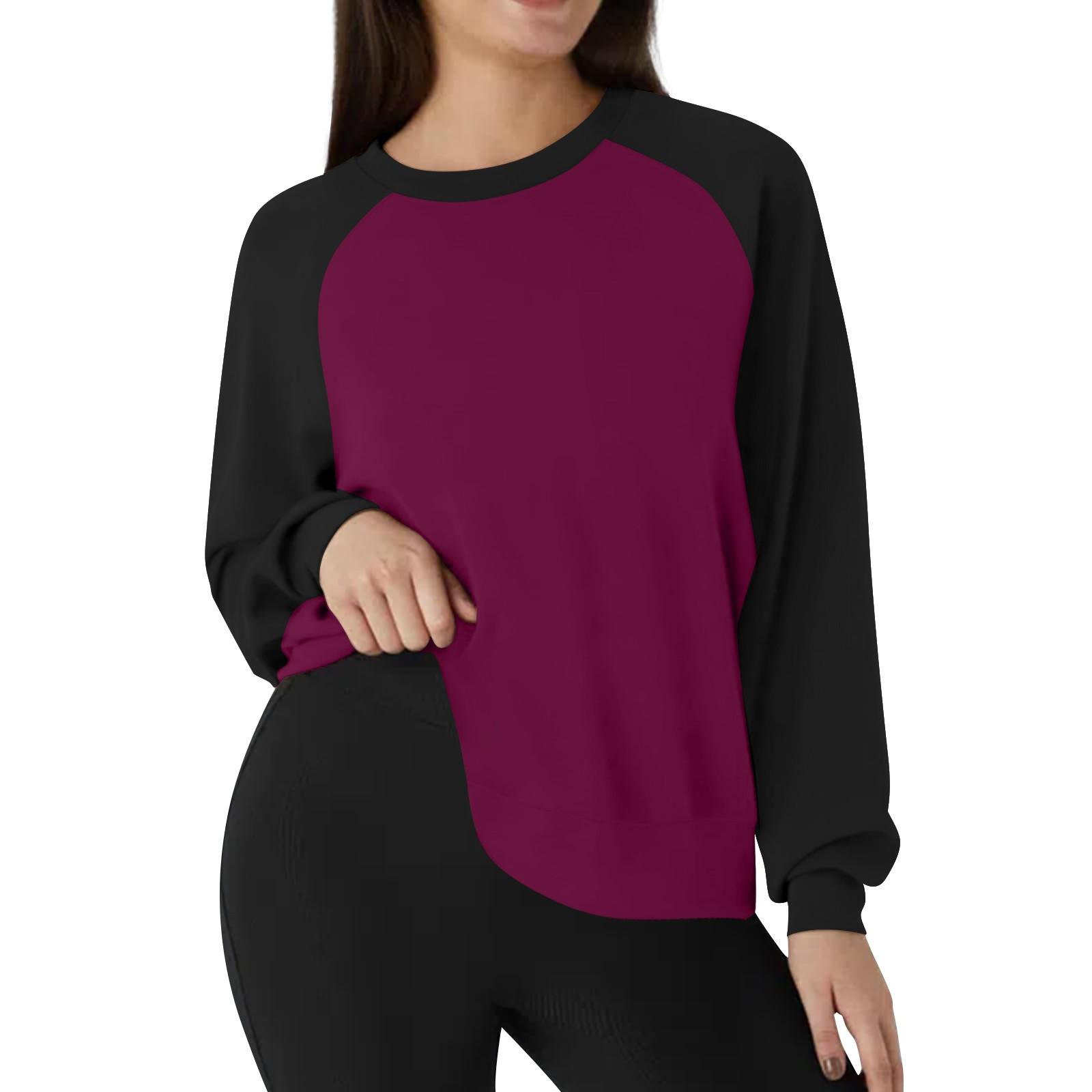 

Женская повседневная свободная толстовка-пуловер, однотонная толстовка с длинными рукавами L темно-фиолетового