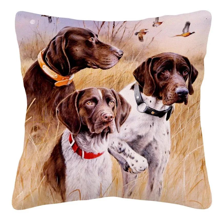 German Shorthaired Pointer Dog Yellow Labrador Cushion Cover Home Decorative Sofa Throw Pillow Case