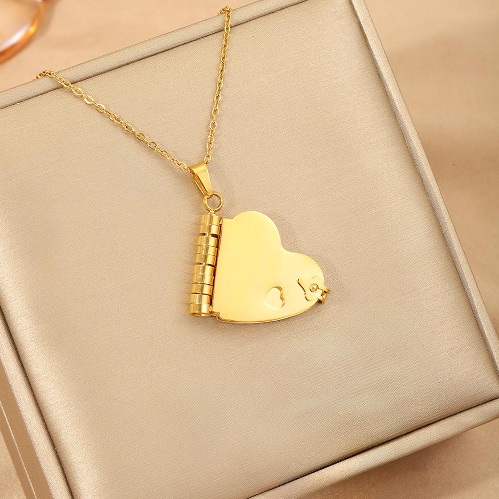 Original love book necklace hot-selling love letter can be opened lettering titanium steel necklace sweater chain collarbone chain